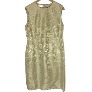 Escada vintage gold jacquard silk blend sleeveless shift dress